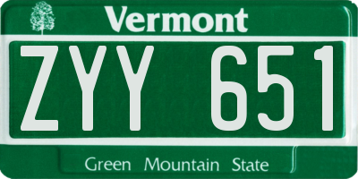 VT license plate ZYY651