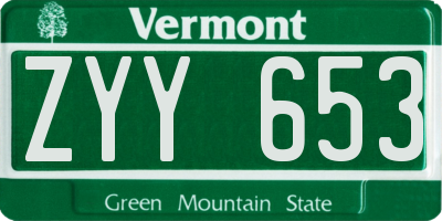 VT license plate ZYY653
