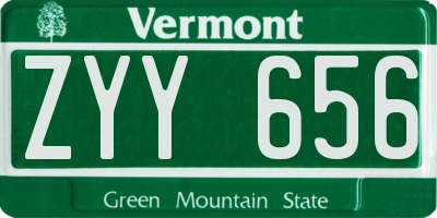 VT license plate ZYY656