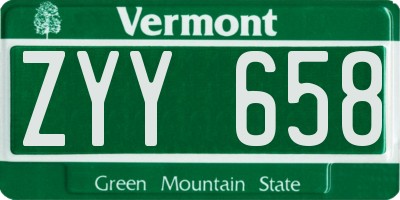 VT license plate ZYY658