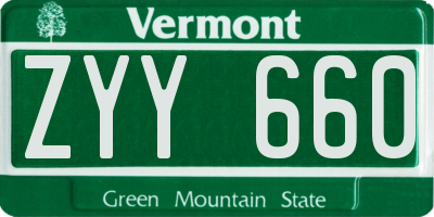 VT license plate ZYY660