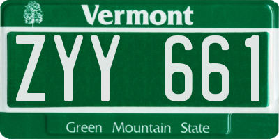 VT license plate ZYY661