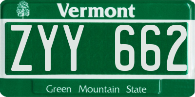 VT license plate ZYY662