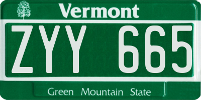 VT license plate ZYY665