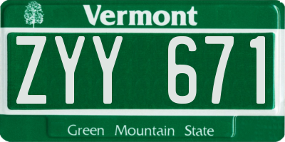 VT license plate ZYY671