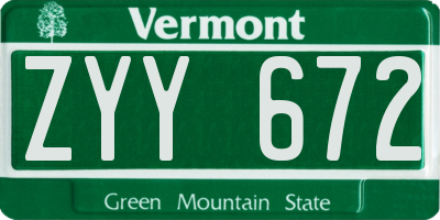 VT license plate ZYY672