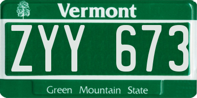 VT license plate ZYY673