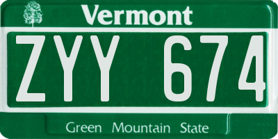 VT license plate ZYY674