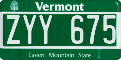 VT license plate ZYY675