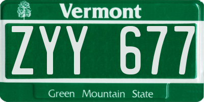 VT license plate ZYY677