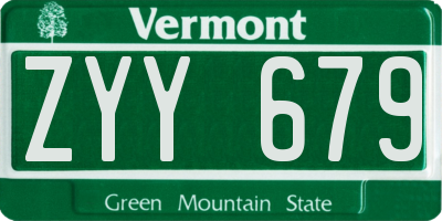 VT license plate ZYY679