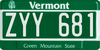 VT license plate ZYY681