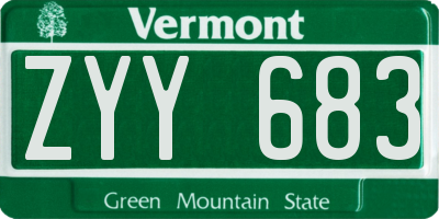 VT license plate ZYY683