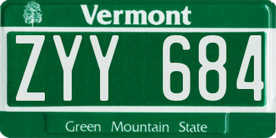 VT license plate ZYY684