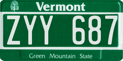 VT license plate ZYY687