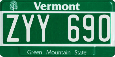 VT license plate ZYY690