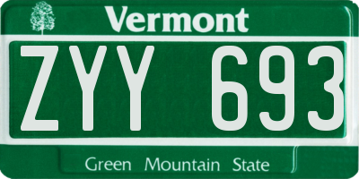VT license plate ZYY693