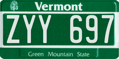 VT license plate ZYY697