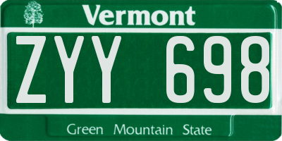 VT license plate ZYY698