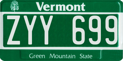 VT license plate ZYY699