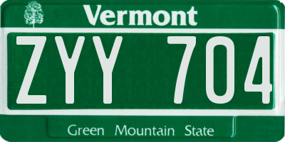 VT license plate ZYY704