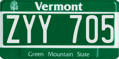 VT license plate ZYY705
