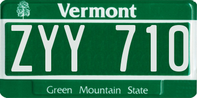 VT license plate ZYY710