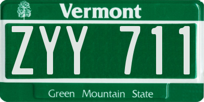 VT license plate ZYY711