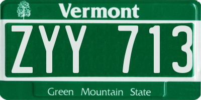 VT license plate ZYY713
