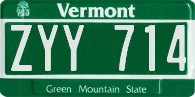 VT license plate ZYY714