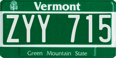 VT license plate ZYY715