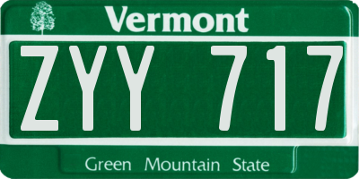 VT license plate ZYY717