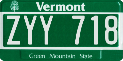 VT license plate ZYY718