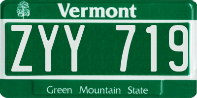 VT license plate ZYY719