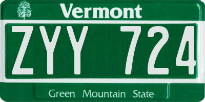 VT license plate ZYY724
