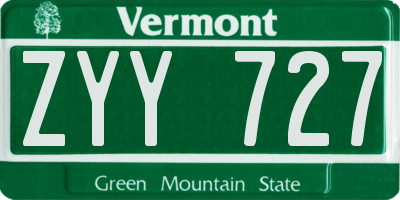 VT license plate ZYY727