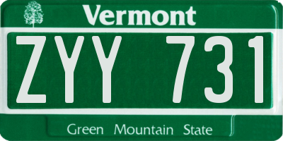 VT license plate ZYY731