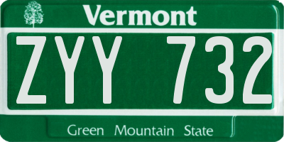 VT license plate ZYY732