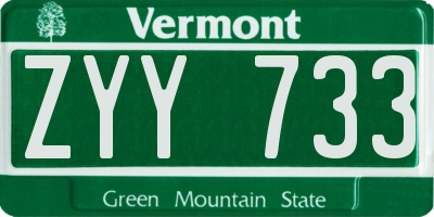 VT license plate ZYY733
