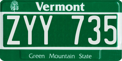 VT license plate ZYY735