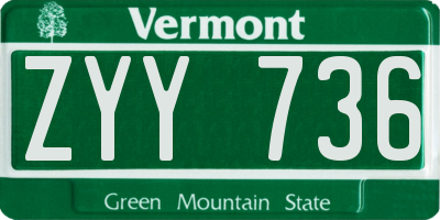 VT license plate ZYY736