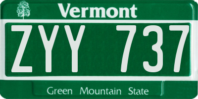 VT license plate ZYY737