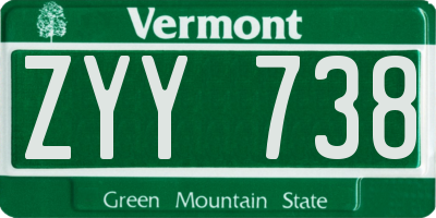 VT license plate ZYY738