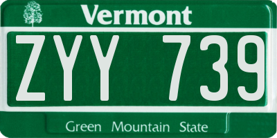 VT license plate ZYY739