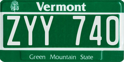 VT license plate ZYY740
