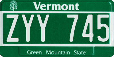 VT license plate ZYY745