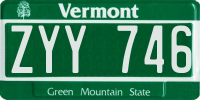 VT license plate ZYY746