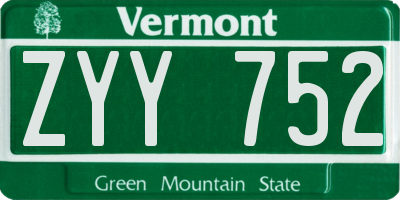 VT license plate ZYY752