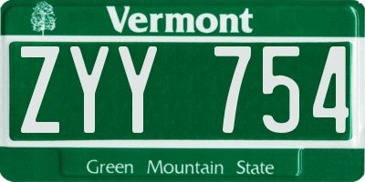VT license plate ZYY754