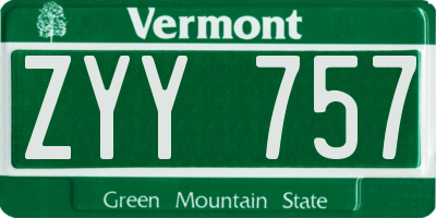 VT license plate ZYY757
